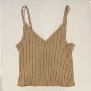 Divided Camel Ribbed Camisole